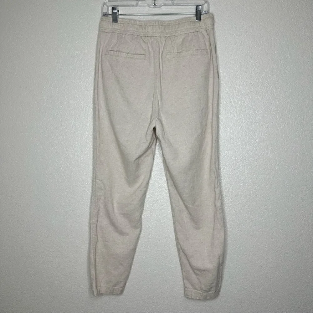 NWOT Zara Linen Blend Cream Pull On Women’s Pants, Sz Medium